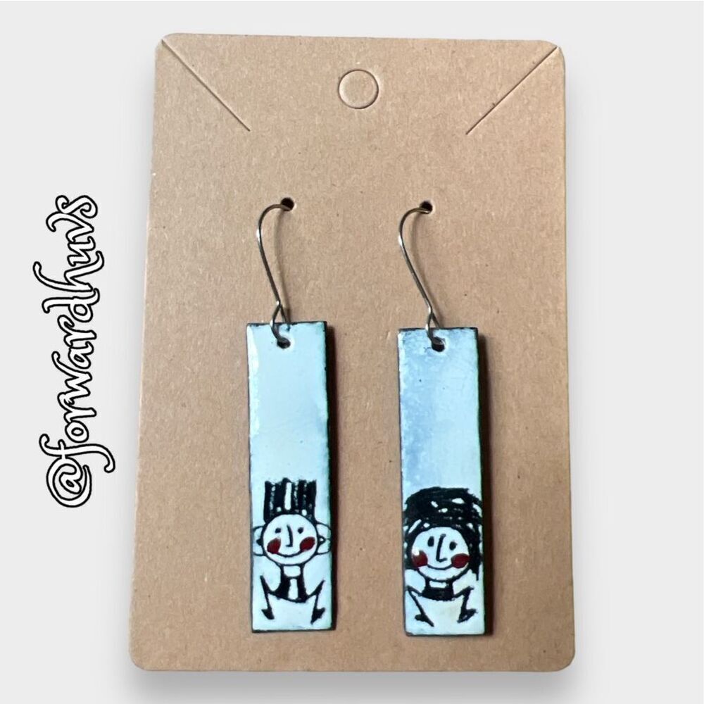 Hand Painted Artistic Kids Earrings - 1.5 Inch Dangle